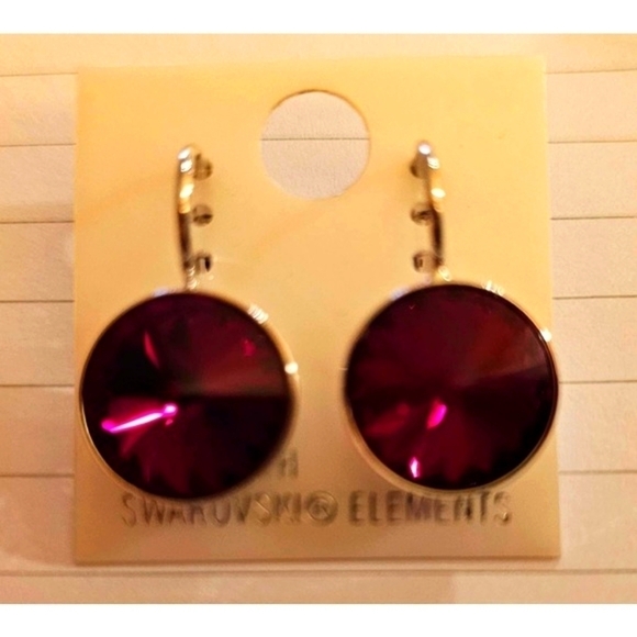 New! Swarovski Element Earrings Small Ruby Red. Party. Weddings. 13mm‎ - Picture 1 of 5